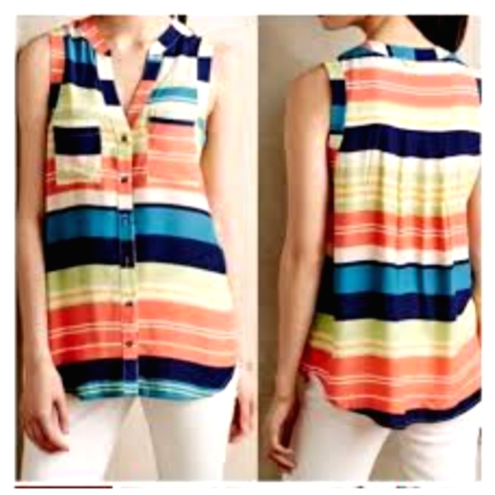 Maeve Colorful Striped Sleeveless Top, Size 8